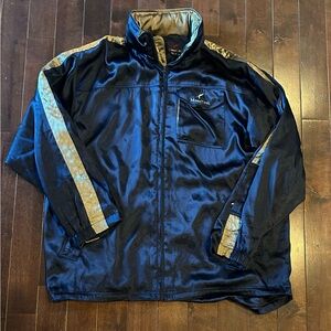 Vgt Meso Tron Jacket XL Blue Gold Lightweight Windbreaker Hood Zip Mesh Lined